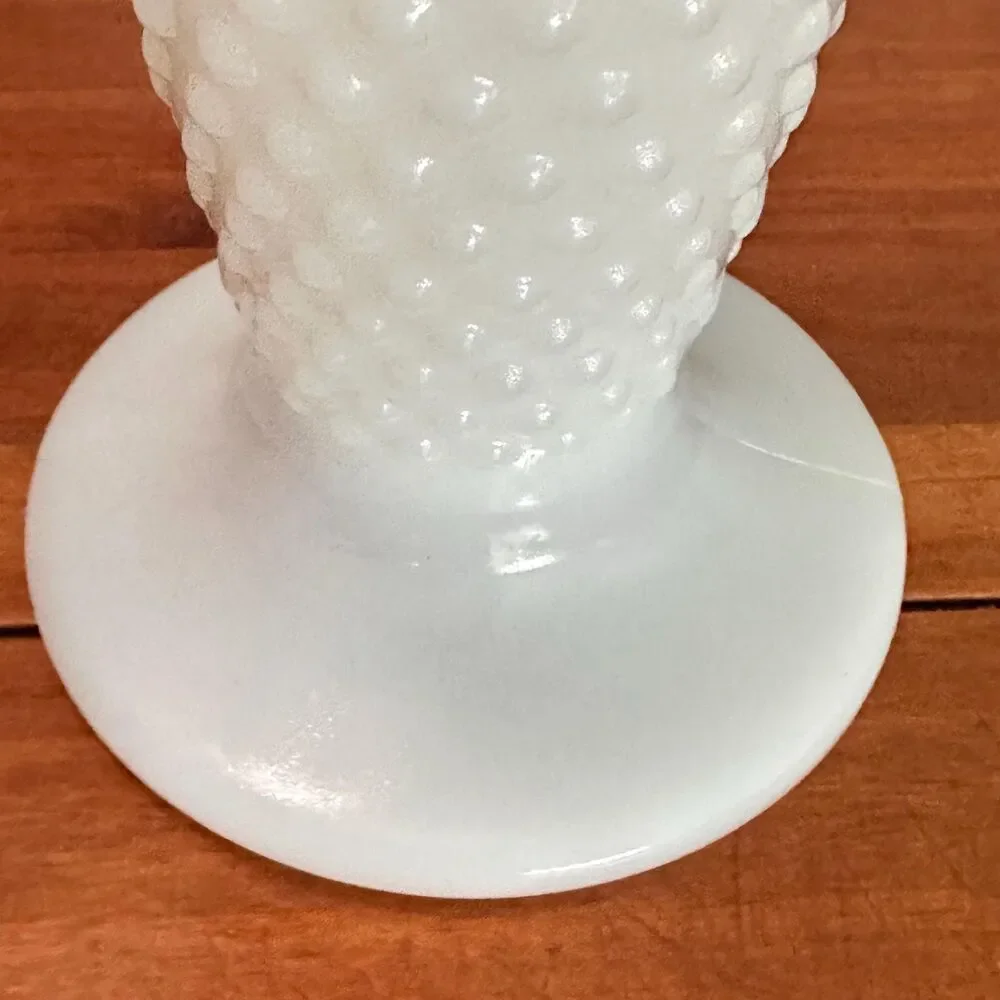 Vintage Anchor Hocking White Milk Glass Hobnail Trumpet Vase 9.75